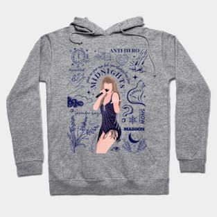 Midnights doodle style- blue transparent Hoodie